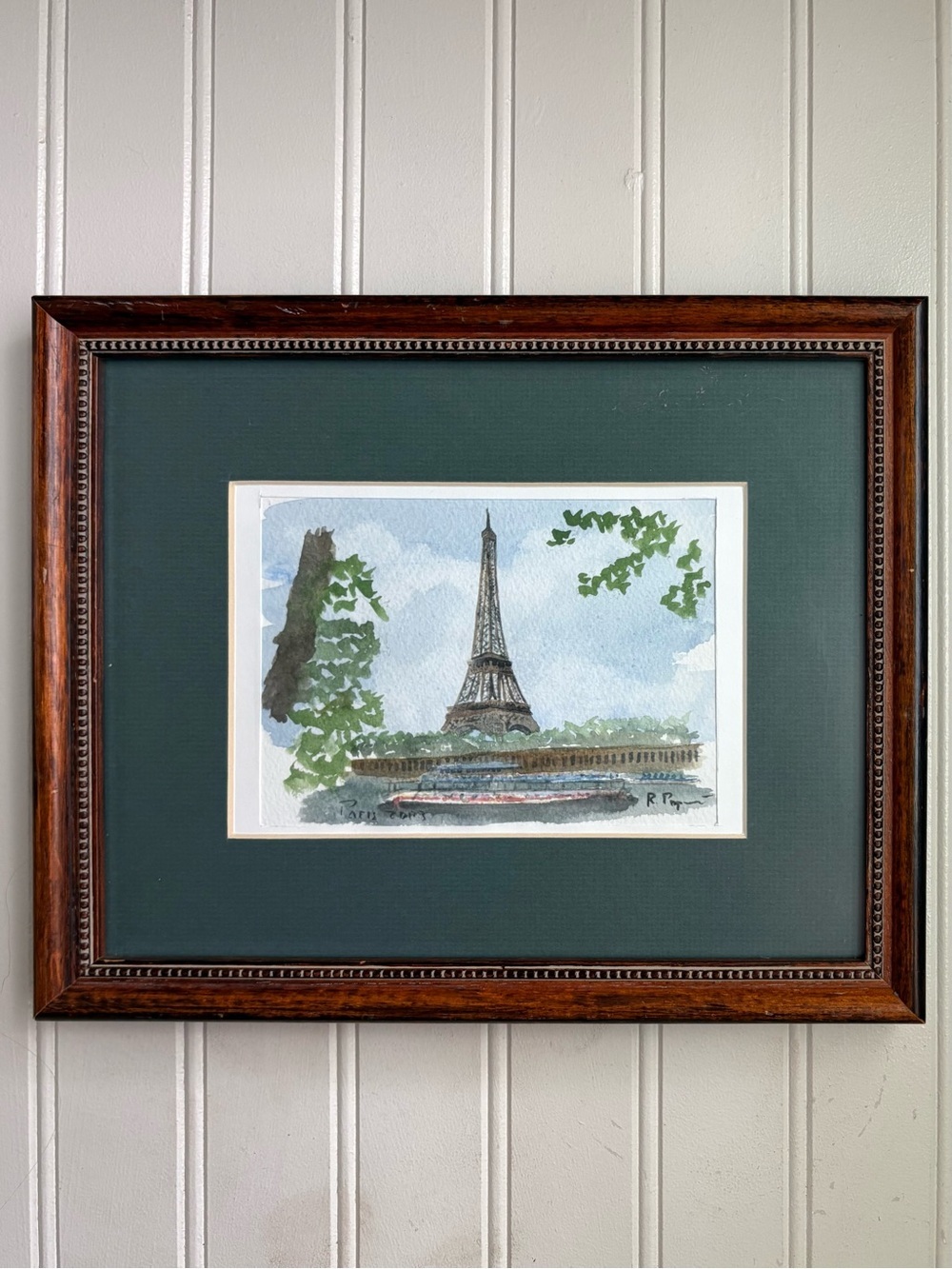 Signed & Framed Eiffel Tower, Paris Original Watercolor Painting Art Collection